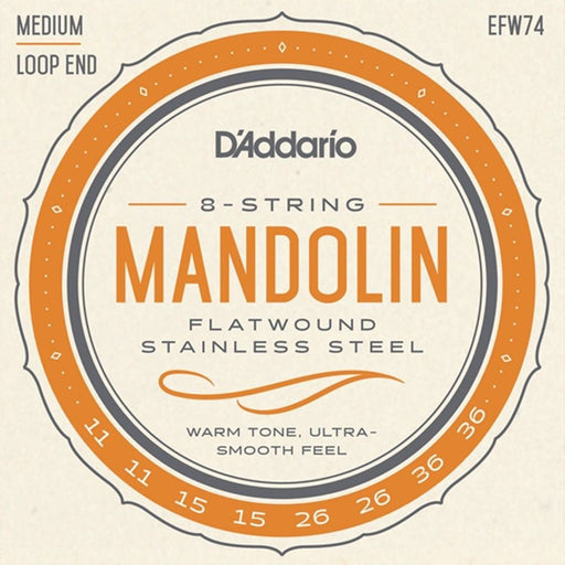 D'Addario EFW74 Flatwound Mandolin Strings Phosphor Bronze Medium (11 - 36) (EFW74) - Gsus4