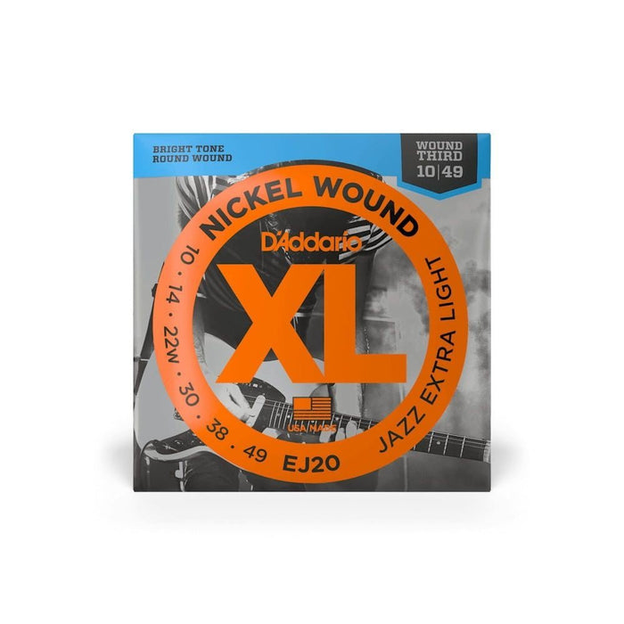 D'Addario EJ21 Nickel Wound Electric Strings w/ Wound 3rd - Jazz Extra Light Set (10 - 49) (EJ20) - Gsus4