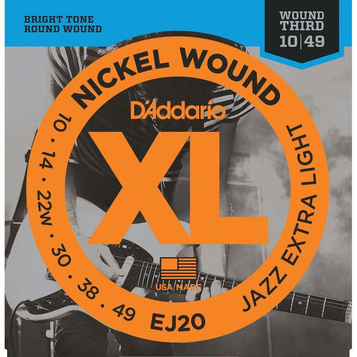 D'Addario EJ21 Nickel Wound Electric Strings w/ Wound 3rd - Jazz Extra Light Set (10 - 49) (EJ20) - Gsus4