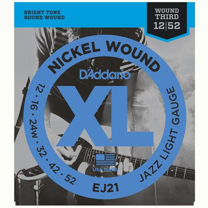 D'Addario EJ21 Nickel Wound Electric Strings w/ Wound 3rd - Jazz Light Set (12 - 52) (EJ21) - Gsus4