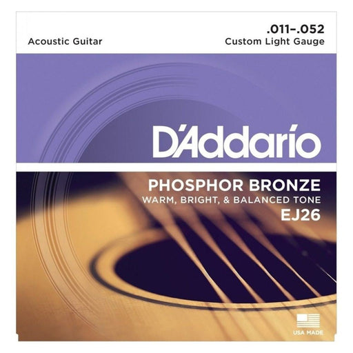 D'Addario EJ26 Phosphor Bronze Acoustic Guitar Strings - Custom Light (11 - 52) (EJ26) - Gsus4