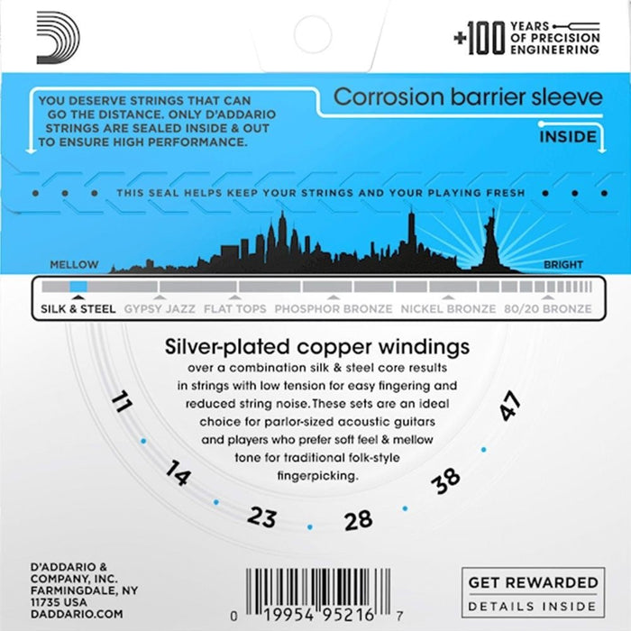 D'Addario EJ40 Silk & Steel Folk Guitar Strings (11 - 47) (EJ40) - Gsus4