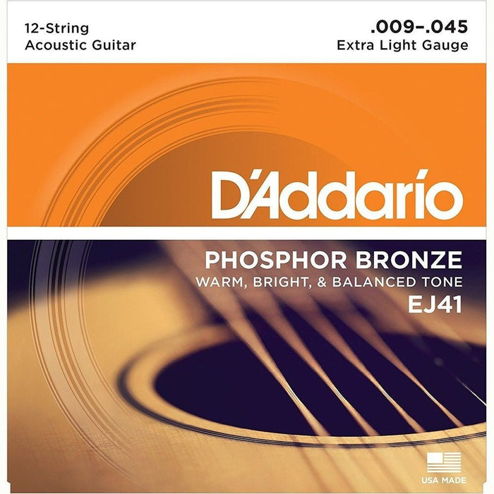 D'Addario EJ41 12 - String Phosphor Bronze Acoustic Strings - Extra Light (9 - 45) (EJ41) - Gsus4