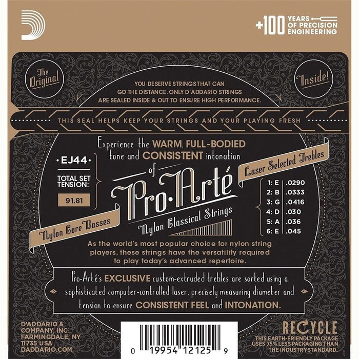 D'Addario EJ44 Pro - Arte Nylon Classical Guitar Strings - (Extra Hard Tension) (EJ44) - Gsus4