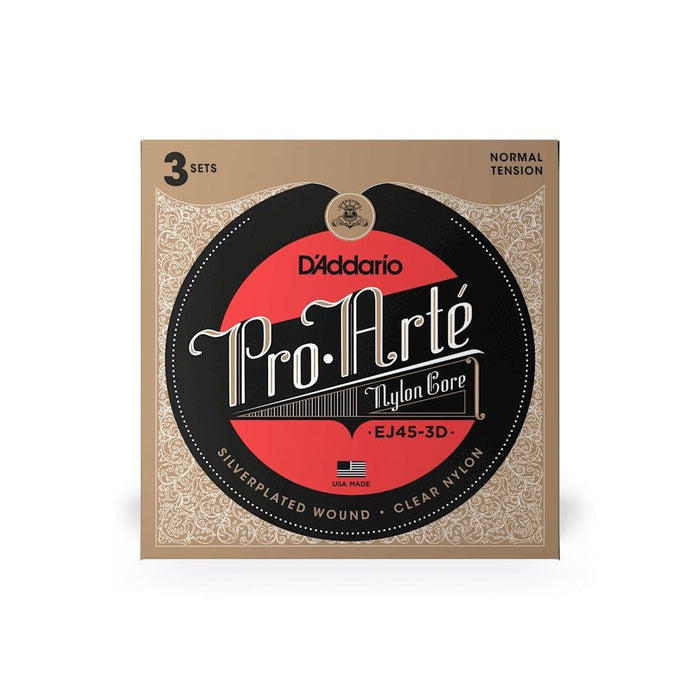D'Addario EJ45 Pro - Arte Nylon Classical Guitar Strings 3 Pack - (Normal Tension) (EJ45-3D) - Gsus4