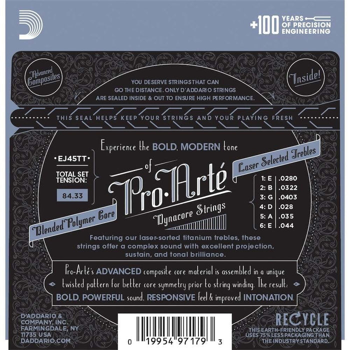 D'Addario EJ45TT ProArte Dynacore Classical Guitar Strings Titanium Trebles (EJ45TT) - Gsus4