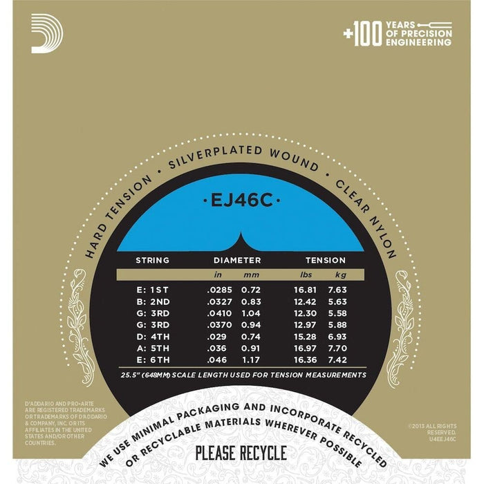 D'Addario EJ46C ProArte Composite Classical Guitar Strings Hard Tension (EJ46C) - Gsus4