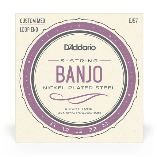 D'Addario EJ57 5 - String Banjo Strings, Nickel Plated Steel Custom Medium, 11 - 22 (EJ57) - Gsus4