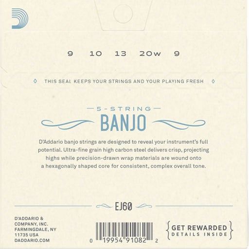D'Addario EJ60 5 - String Banjo Strings Nickel Light (9 - 20) (EJ60) - Gsus4