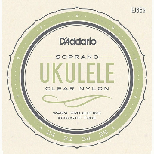 D'Addario EJ65S Pro - Arte Custom Extruded Clear Nylon Ukulele Strings - (Soprano) (EJ65S) - Gsus4