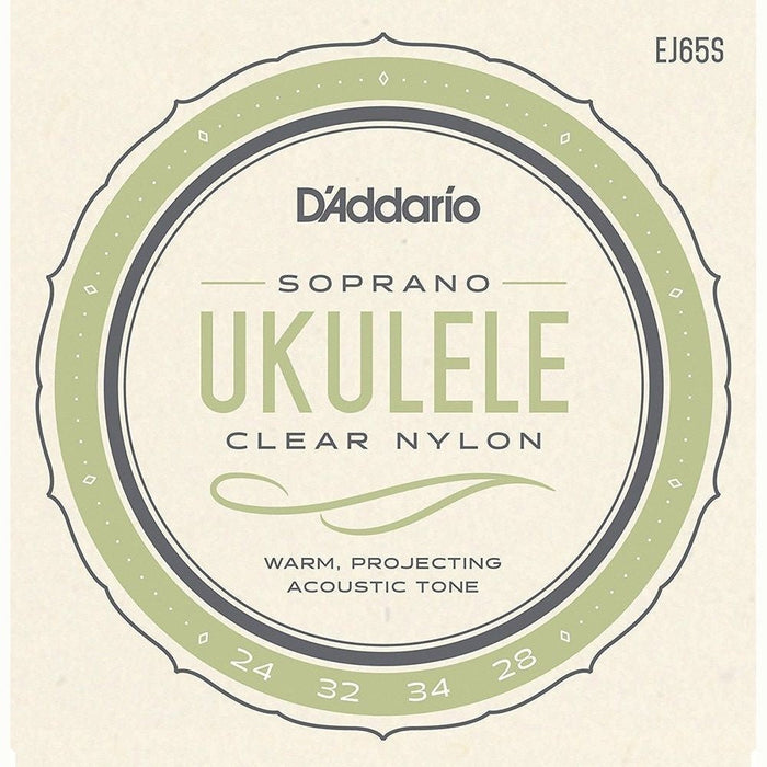 D'Addario EJ65S Pro - Arte Custom Extruded Clear Nylon Ukulele Strings - (Soprano) (EJ65S) - Gsus4