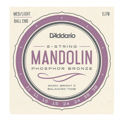 D'Addario EJ70 Mandolin Strings, Phosphor Bronze, Medium w/ Ball End 11 - 38 (EJ70) - Gsus4