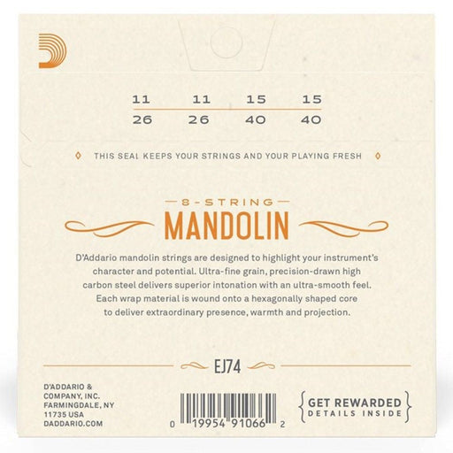 D'Addario EJ74 Mandolin Strings, Phosphor Bronze, Medium, 11 - 40 (EJ74) - Gsus4