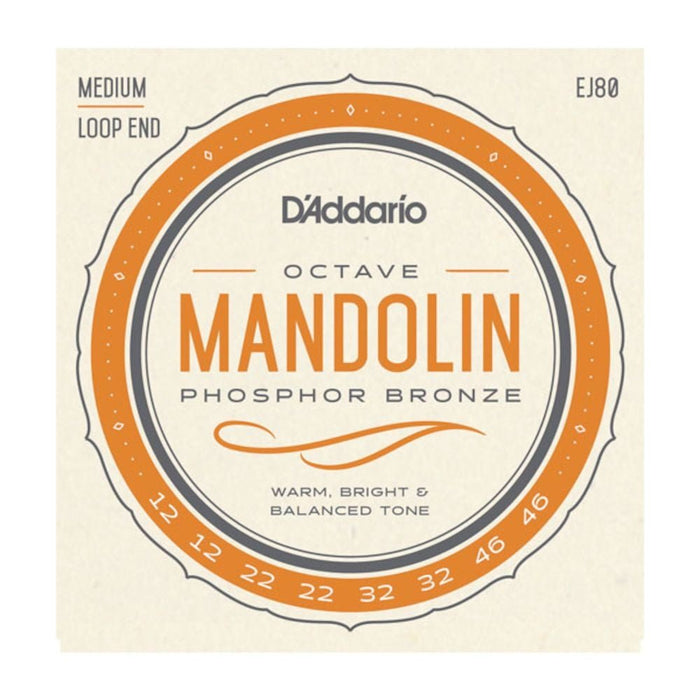 D'Addario EJ80 Phosphor Bronze Octave Mandolin Strings Medium 12 - 46 (EJ80) - Gsus4