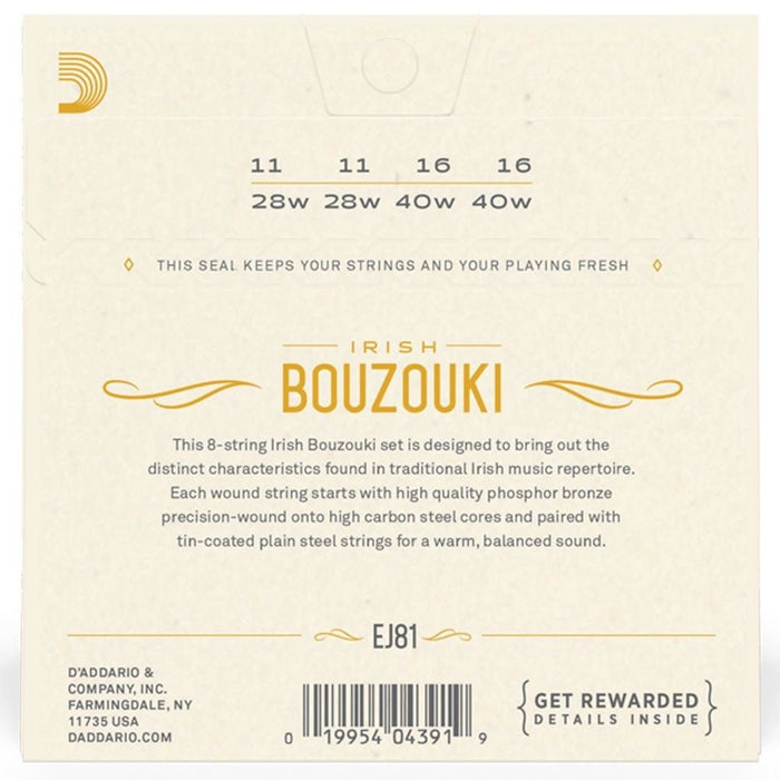 D'Addario EJ81 Irish Bouzouki 8 String Set (EJ81) - Gsus4
