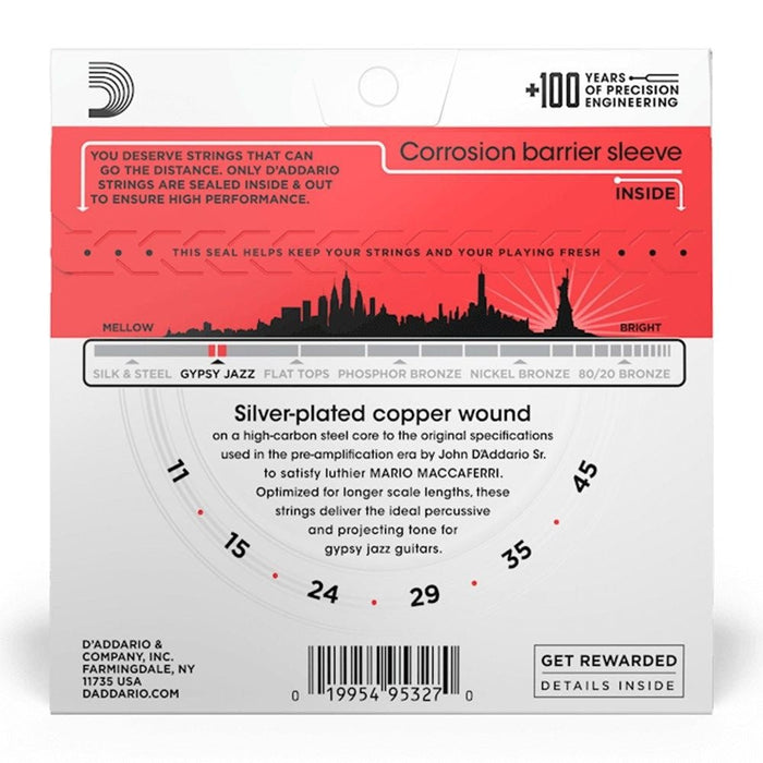 D'Addario EJ83M Gypsy Jazz Acoustic Guitar Strings - Medium (11 - 45) (EJ83M) - Gsus4