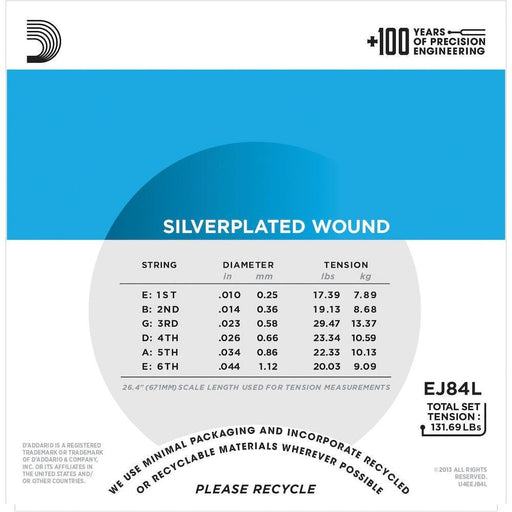 D'Addario EJ84L Gypsy Jazz Acoustic Guitar Strings Loop End Light 10 - 44 (EJ84L) - Gsus4