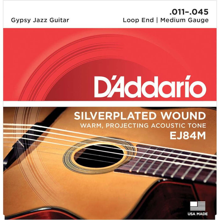D'Addario EJ84M Gypsy Jazz Acoustic Guitar Strings Loop End Medium 11 - 45 (EJ84M) - Gsus4