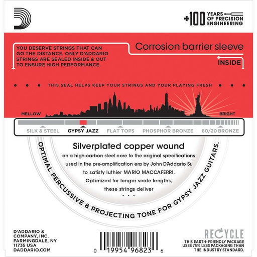 D'Addario EJ84M Gypsy Jazz Acoustic Guitar Strings Loop End Medium 11 - 45 (EJ84M) - Gsus4
