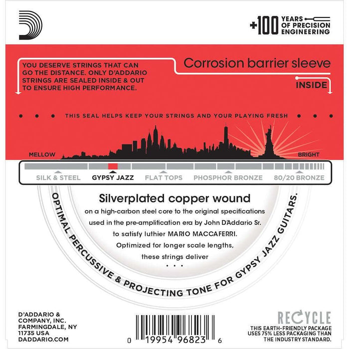 D'Addario EJ84M Gypsy Jazz Acoustic Guitar Strings Loop End Medium 11 - 45 (EJ84M) - Gsus4