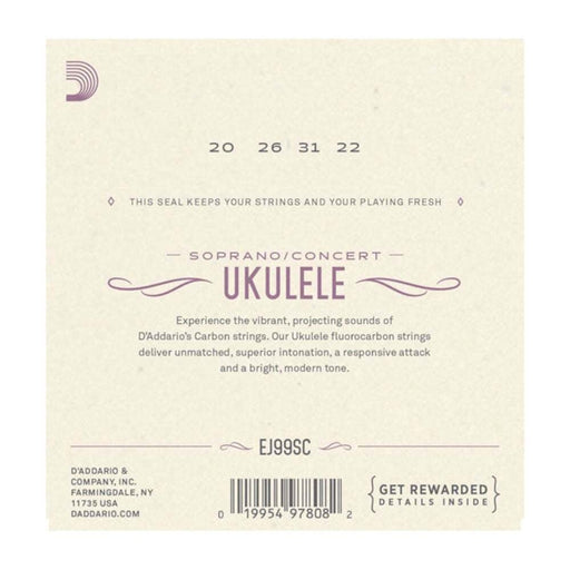 D'Addario EJ99SC Pro - Arte Carbon Ukulele Strings Soprano / Concert (EJ99SC) - Gsus4