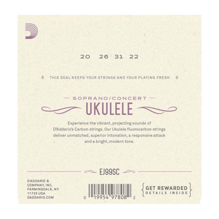 D'Addario EJ99SC Pro - Arte Carbon Ukulele Strings Soprano / Concert (EJ99SC) - Gsus4