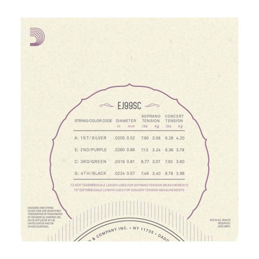 D'Addario EJ99SC Pro - Arte Carbon Ukulele Strings Soprano / Concert (EJ99SC) - Gsus4