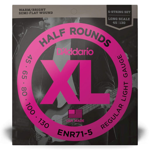 D'Addario ENR71 - 5 Half Round 5 - String Bass Guitar Strings Regular Light 45 - 130 Long Scale (ENR71-5) - Gsus4