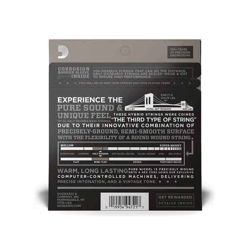 D'Addario ENR71 - 5 Half Round 5 - String Bass Guitar Strings Regular Light 45 - 130 Long Scale (ENR71-5) - Gsus4