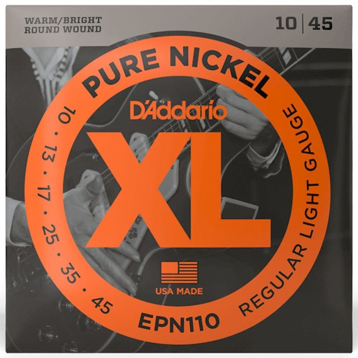 D'Addario EPN110 XL Pure Nickel Electric Guitar Strings - Regular (10 - 45) (EPN110) - Gsus4