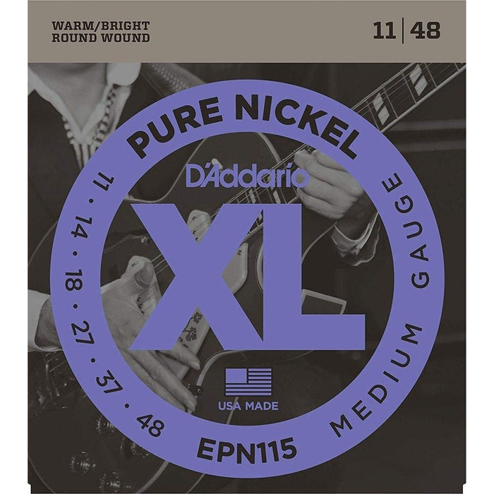 D'Addario EPN115 XL Pure Nickel Electric Guitar Strings - Medium (11 - 48) (EPN115) - Gsus4