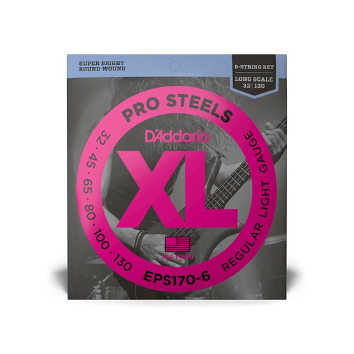 D'Addario EPS170 - 6 6 - String ProSteels Bass Guitar Strings Light 30 - 130 Long Scale (EPS170-6) - Gsus4