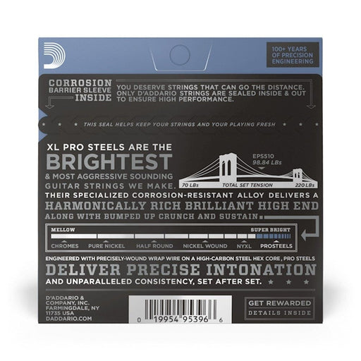 D'Addario EPS510 XL Pro Steels Electric Guitar Strings - Regular Light (10 - 46) (EPS510) - Gsus4