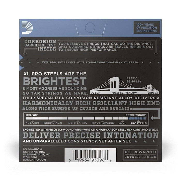 D'Addario EPS510 XL Pro Steels Electric Guitar Strings - Regular Light (10 - 46) (EPS510) - Gsus4