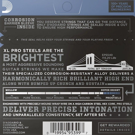 D'Addario EPS540 ProSteels Electric Guitar Strings Light Top/Heavy Bottom (10 - 52) (EPS540) - Gsus4