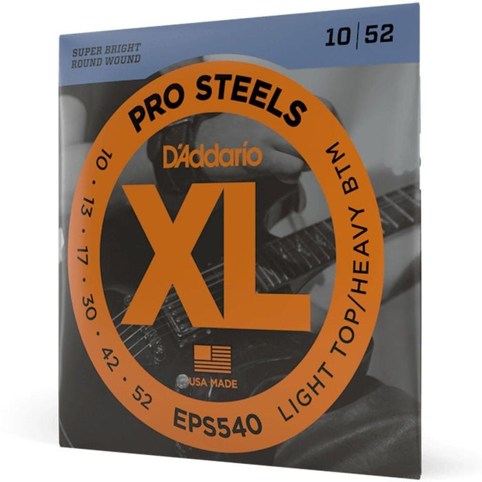 D'Addario EPS540 ProSteels Electric Guitar Strings Light Top/Heavy Bottom (10 - 52) (EPS540) - Gsus4