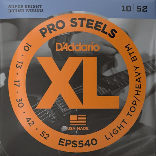 D'Addario EPS540 ProSteels Electric Guitar Strings Light Top/Heavy Bottom (10 - 52) (EPS540) - Gsus4