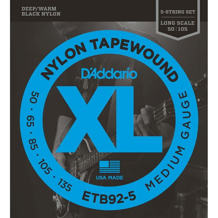 D'Addario ETB925 5String Tapewound Bass Guitar Strings Medium 50135 Long Scale (ETB92-5) - Gsus4
