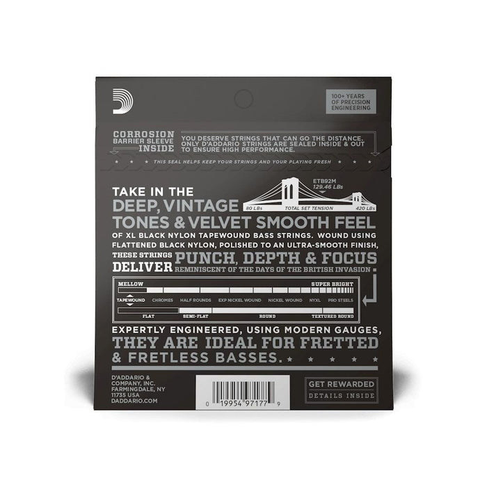 D'Addario ETB92M Nylon Tapewound Bass Guitar Strings - Medium Scale (50 - 105) (ETB92M) - Gsus4