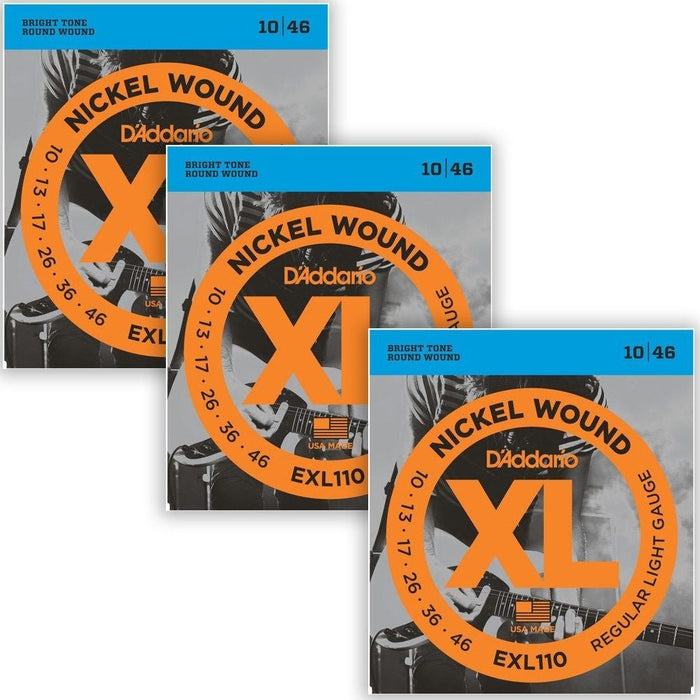 D'Addario EXL110 - 3D Nickel Wound Electric Guitar Strings 3 - PACK - Regular Light (10 - 46) (EXL110-3D) - Gsus4