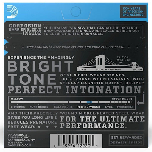 D'Addario EXL110+ Nickel Wound Electric Guitar Strings - Regular Light (10.5 - 48) (EXL110+) - Gsus4