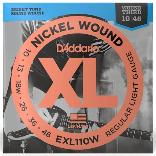D'Addario EXL110w Nickel Wound Electric Guitar Strings Light 10 - 46 Wound 3rd (EXL110W) - Gsus4
