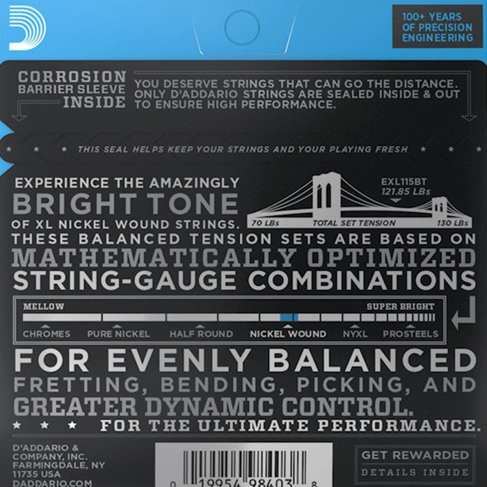 D'Addario EXL115BT Nickel Electric Strings - Balanced Tension Medium (11 - 50) (EXL115BT) - Gsus4