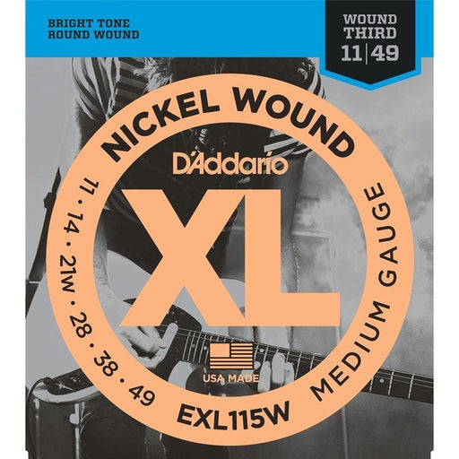 D'Addario EXL115W Nickel Wound Electric Strings w/ Wound 3rd - Medium (11 - 49) (EXL115W) - Gsus4