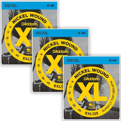 D'Addario EXL125 - 3D Nickel Wound Electric Strings 3 - PACK - Super Light / Regular (9 - 46) (EXL125-3D) - Gsus4