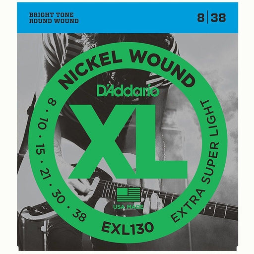 D'Addario EXL130 Nickel Wound Electric Guitar Strings - Extra Super Light (8 - 38) (EXL130) - Gsus4