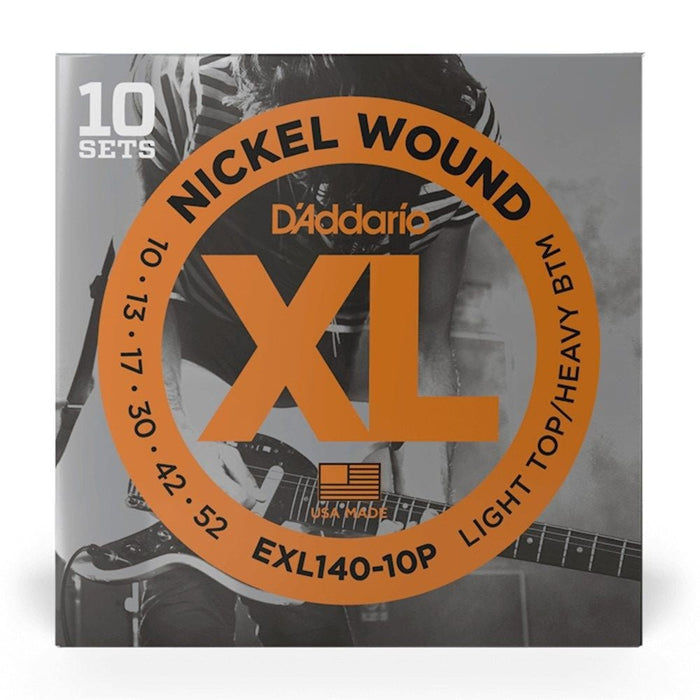 D'Addario EXL140 - 10P Nickel Wound Electric Strings 10 - PACK Light Top/Heavy Bottom (10 - 52) (EXL140-10P) - Gsus4
