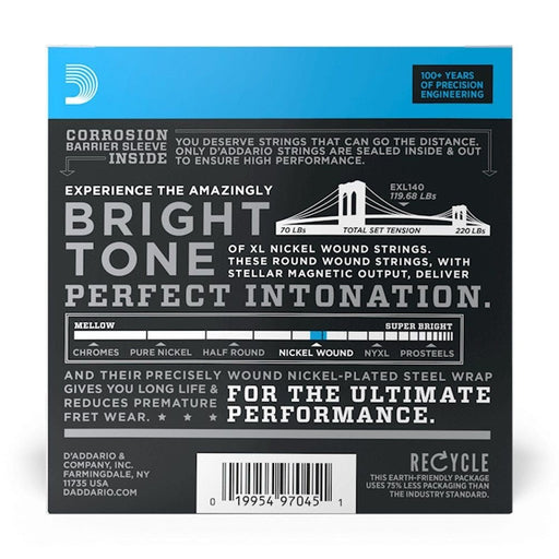D'Addario EXL140 - 10P Nickel Wound Electric Strings 10 - PACK Light Top/Heavy Bottom (10 - 52) (EXL140-10P) - Gsus4