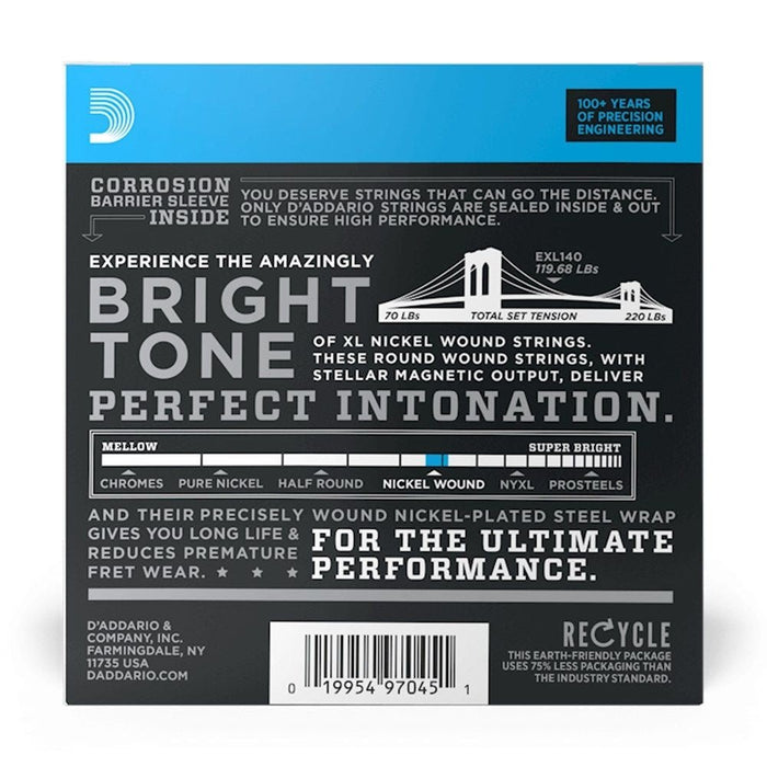 D'Addario EXL140 - 10P Nickel Wound Electric Strings 10 - PACK Light Top/Heavy Bottom (10 - 52) (EXL140-10P) - Gsus4