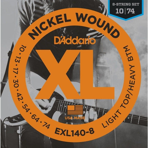 D'Addario EXL140 - 8 8 - String Nickel Wound Electric Strings Light Top/Heavy Bottom (10 - 74) (EXL140-8) - Gsus4